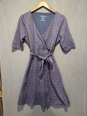 Toad&Co Navy Dress with Pink Geometric Print Wrap